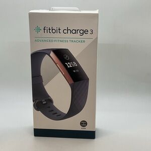 NISB Fitbit Charge 3 Fitness Tracker - Rose Gold Case with Black Band